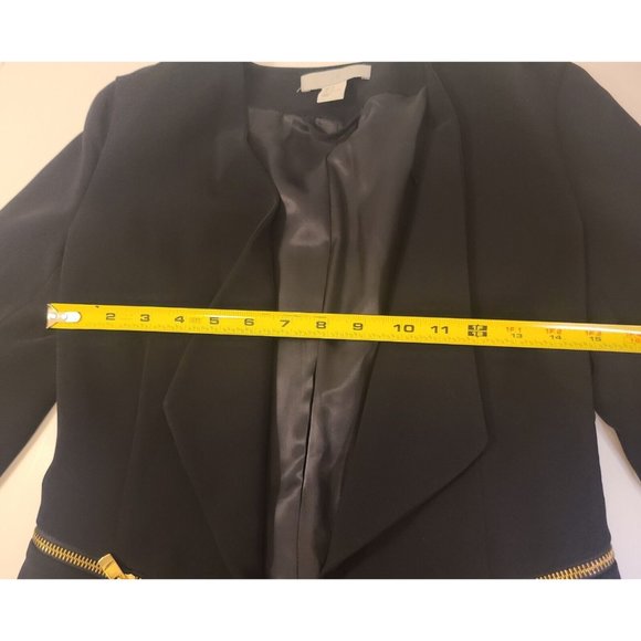 H&M‎ Black Blazer Jacket Gold Zipper Pockets Dress Workwear Size 4 - Picture 9 of 11